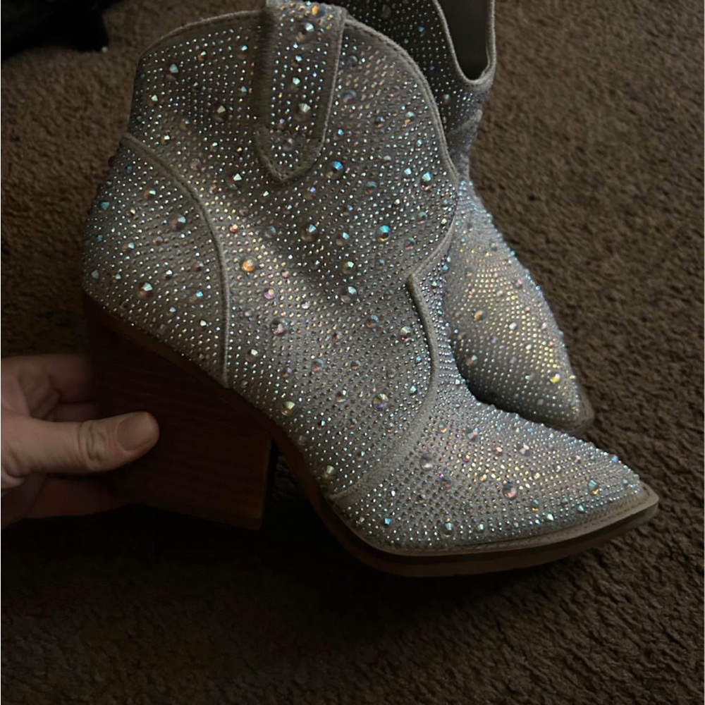 Sparkling Rhinestone Ankle Boots